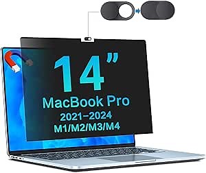 STARY Magnetic Privacy Screen for MacBook Pro 14 Inch, Removable Laptop Privacy Filter Shield and Matte Anti-Glare Blue Light Protector, Suitable for 2021-2024 (M1, M2, M3,M4 Pro & Max)