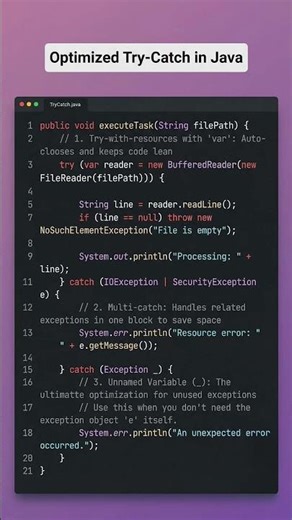 Optmized try catch block of java🔥, with java latest version #shorts #inventcoding #java