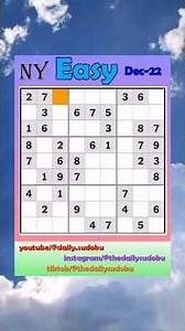 The New York Times Daily #Sudoku 2025-12-22 Easy #puzzle #games #education #braingames