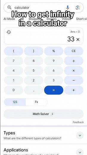 how to get infinity in a calculator
