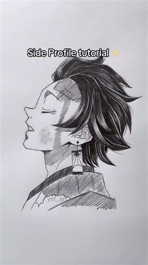 Youssef El hamidi on Instagram: "Tanjiro side profile tutorial ✨ #drawing #howtodraw #drawingtutorial #sketch #viralart #instaart #arttutorial #fyp"