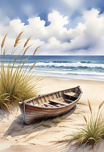 Large Decoupage Paper - 6 Size Options - Boat - Blue Waves - Sea - Beach - Etsy