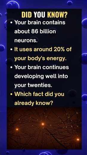 Your Brain Uses 20% of Your Energy #facts