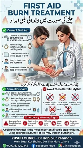 First Aid Burn Treatment | Burn Emergency Tips | Yusufi Clinic