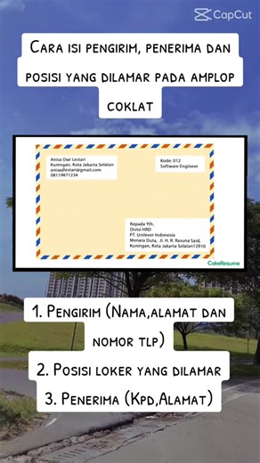 Cara isi pengirim, penerima dan loker yang dilamar pada amplop coklat #tipscv #lokerfreshgraduate #cvats #randomemail #bodyemail #testicv #jasacvats #loker #loker2023 #jasacvmurah #jasacvpdf #jasacvcepat #jasacvdesain #jasacvkreatif #jasacvemail #jasacv #jasacv20k #lokerfreshraduate #freshgraduate