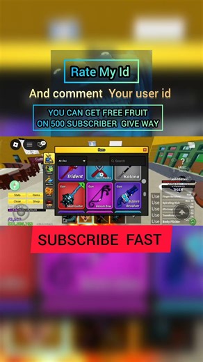 GiveWay Rate My Id #roblox #bloxfurit #control l #bloxfruits #gasgiveway greenlightening #mrbeast