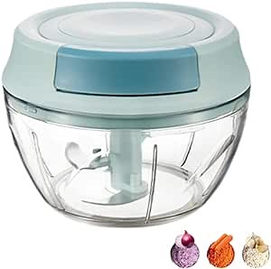 Manual Food Processor Vegetable Chopper, Salad Chopper, Hand Held Mini Food Processor and Food Chopper - Portable Manual Pull String Chopper Vegetable Cutter, Essential Kitchen Gadgets.