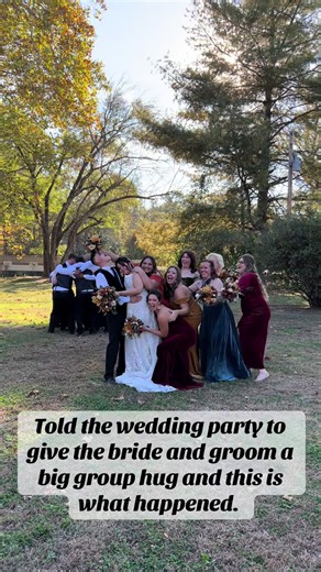 Heartwarming Wedding Party Group Hug Moment