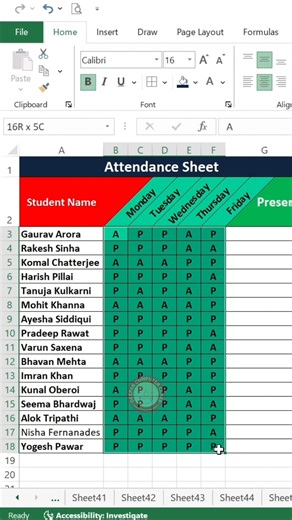 excel calculate total present day tricks #excel #exceltricks #excelshortcuts #shorts #ytshorts #yt