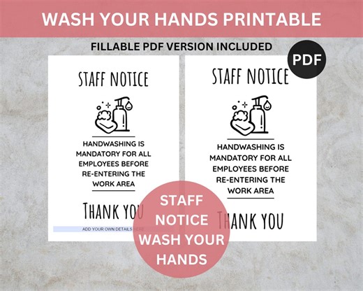 Hand Washing is Mandatory Sign, Employees Must Wash Hands - A4 Printable PDF - Etsy