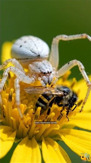 What happens when a bee gets trapped in a spider web?
