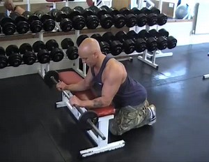 Reverse Grip Barbell Wrist Curl (Over Bench)
