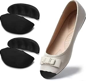 Dr.Foot Shoe Inserts for Loose Footwear, Toe Cushion for Too Big Shoes, Make Shoes Fit for Casual Sports High Heels Boots (Small: Half Size Bigger, Black)