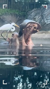 Rosie and other hippos spend most of their day submerged in water to stay cool! 🦛 Sometimes, a native feathered friend might even join them. 🐦 #DisneyWorld #AnimalKingdom #Hippo | Disney's Animals, Science and Environment