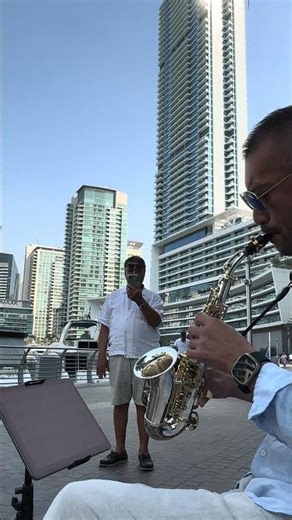 Alfie in Dubai Marina no.173 #alfie #music #saxophone #sopranosaxophone #dubai