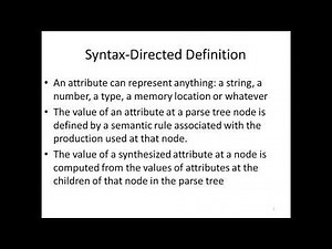 1.2 Syntax Directed Definition Introduction