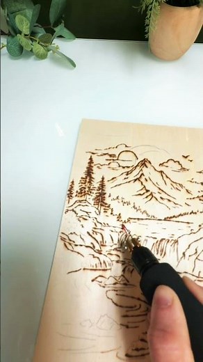 Third Wood Burning (Part 1) | Mountain Landscape Outline Before The Scary Shading Part 🏔️