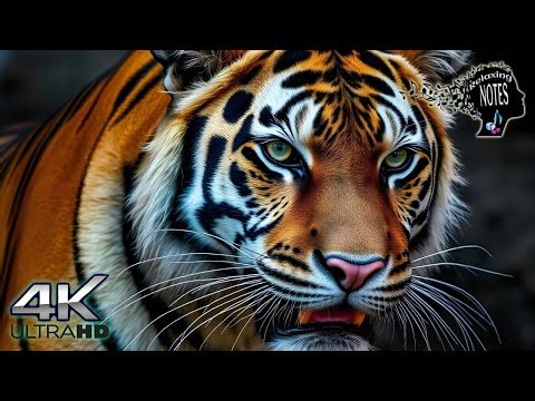 4K HD Relaxing Tigers with Amazing nostalgic ambient music For Stress Relief #asmr
