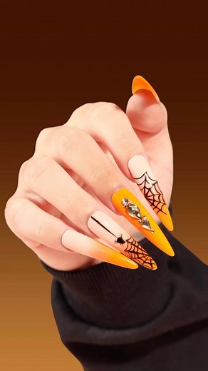 14 reactions · 4 comments | Enjoy this halloween spider set ️️ Colors used: High Roller 84 Cloud and Clear 201 Black Gel Liner Clear Nail Gems Would you get these? 李 #PLANails  #PLAPro #parislashacademy #PLAGels #orangenails #spidernails | PLA Nails | Facebook