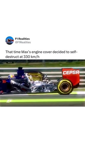 F1 Realities on Instagram: "During the 2015 Italian GP qualifying, Max Verstappen’s Toro Rosso gave fans an unexpected peek under the hood, quite literally. 🔩👀 At 330 km/h down the Monza straight, his engine cover flew off, exposing the intricate engineering masterpiece beneath. In an instant, the sleek bodywork was gone, leaving only turbo lines, exhausts, wiring, and suspension… pure mechanical art in motion. It was one of those rare moments when chaos turned into awe. For a few seconds, you