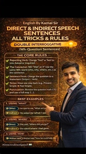 🔥 Direct & Indirect Speech Trick | Double Interrogative (Wh-Questions) Made Easy | Narration Rule