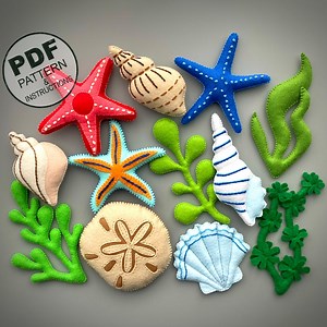 Seastars, Seashells, Seaweed Sewing Pattern PDF. Felt Ocean Decor Easy Pattern. Coastal Decor. Marine Decor. Under the Sea. Felt Toys. - Etsy