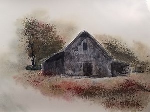 Watercolor Landscape/Building Tutorial 147: Quick and Easy Barn Vignette for Beginners