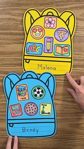 9.9K views · 20 reactions | Comment "SCHOOL CRAFT" now for your own back to school backpack craft and more!   Students color, cut, and design all about themselves. You’ll learn more about each student while building classroom community from day one!#b2s #backtoschool #craft #schoolcraft #kindercraft #kindergarten #bulletinboard #classroomdecor #allaboutme | Simply Kinder | Facebook