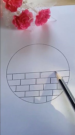 How to Draw a Brick Wall in a Circle | Easy Perspective Drawing Part:1