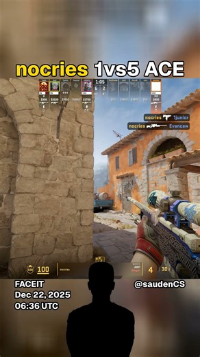 nocries - 1vs5 ACE | FACEIT CS2 Highlight | Dec 22, 2025 06:36 UTC | Inferno