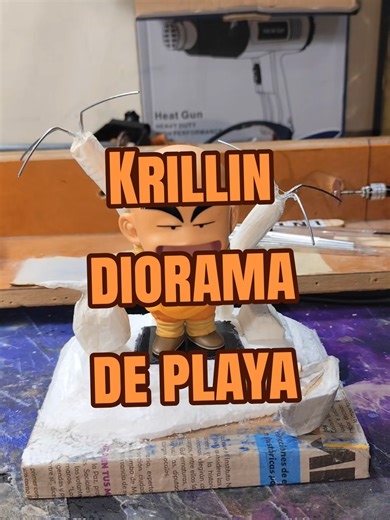 #diorama #dragonball #toys #diy #craft diorama de playa para krillin copié la idea de la history box es bastante bonita pero el tamaño algo pequeño de las que he visto así que tenía está figura que es identifica a la hb así que dije buena idea es bastante bonita la figura y aunque no tendra grandes detalles un diorama de playa será bastante bonito, por ahora este es el avance pronto subiré lo demás.