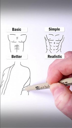 How to Draw - Easy 3D Abs Muscle Art #drawing #muscle #shorts