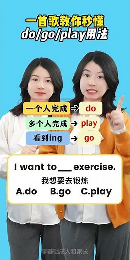 高頻易錯點！30s教你區分do/go/play用法！零基礎直接存就對了！#雪梨老师 #零基礎英語 #英語學習 #英語啟蒙 #英語 #國中英語 #英语会话 #英语