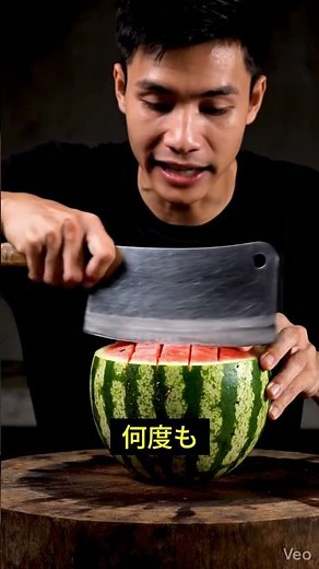 スイカの最強カット方法🍉 汚れずに食べる裏ワザ！😱