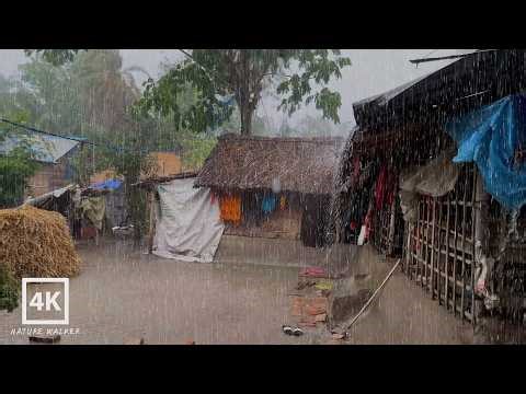 🌧️ Walking in Heavy Rain Village Life | 4K Relaxing Rain Walk | Nature Walker