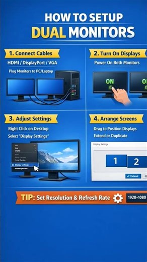 How to Setup Dual Monitors in Windows | Increase Productivity 💻🖥️