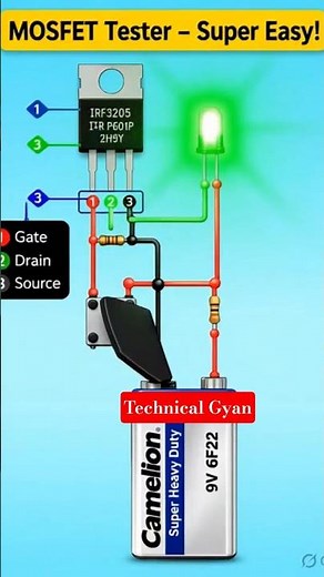 Simple MOSFET Tester Using LED & 9V Battery#fyp#scienceproject