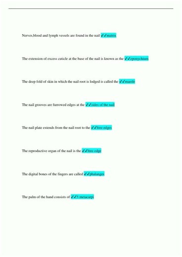 Nail State Board Exam Review Questions with Verified Answers1037