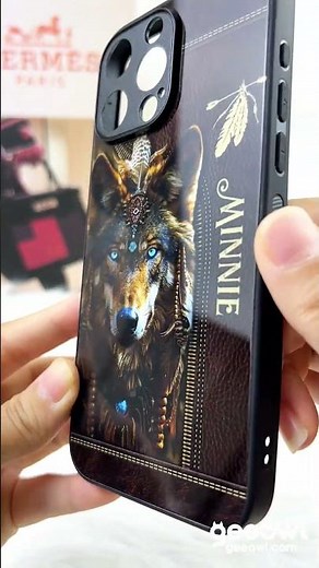 Personalized Native Wolf With Native Leather Pattern Phone Case #geeowl #customgift