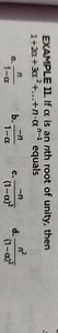 EXAMPLE 11. If \alpha is an nth root of unity, then 1+2 \alpha+... | Filo