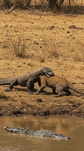 Komodo Bite on Leopard near the river #wildlife #animals #wildanimals #documentary #documentaryphotography | Chhoy KimHouy