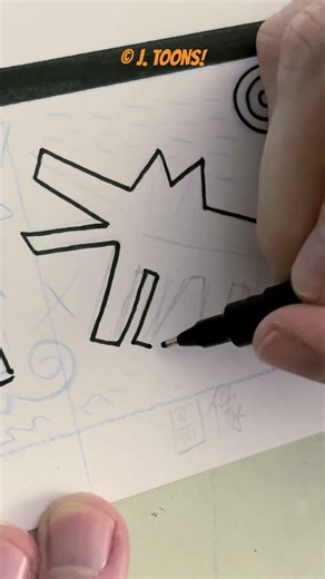 Drawing Keith Haring's Barking Dog! #funfactsforfansoffiction #keithharing #jtoons! #barkingdog #art