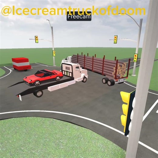T Intersection Crash Log truck vs caravan