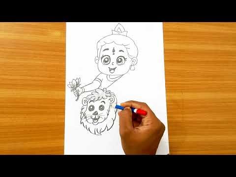 CUTE DURGA MAA EASY PENCIL DRAWING STEP BY STEP TUTORIAL