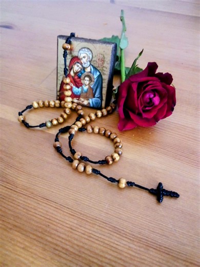 Handmade Rosary With Wooden Beads and Satin Thread Knots - Etsy