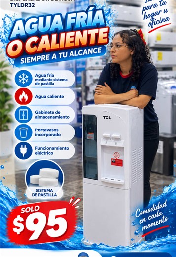 💧🔥 ¡AGUA FRÍA O CALIENTE CUANDO QUIERAS! El Dispensador de Agua TCL TYLDR32 es una opción práctica para tu hogar u oficina. 🏠🏢 ❄️ Agua fría mediante sistema de pastilla 🔥 Agua caliente 🗄️ Gabinete de almacenamiento 🥤 Portavasos incorporado ⚡ Funcionamiento eléctrico 💰 ¡Llévatelo por solo $95! 📲 WhatsApp: 098 194 9215 📍 Alborada Etapa 12 – C.C. Gran Albocentro, Bloque A, Locales 1-6, Guayaquil. #Tecnocosto #TCL #DispensadorDeAgua #Electrodomésticos #Promoción