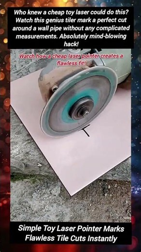 Simple Toy Laser Pointer Marks Flawless Tile Cuts Instantly #TilingHacks #LaserPointerTrick