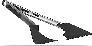 Pasta Grabber, Salad Tong, Veggie Strainer, Rice Scoop and Egg Scraper. All in one multitool! The TNK BRAND Barracuda is a unique kitchen gadget!