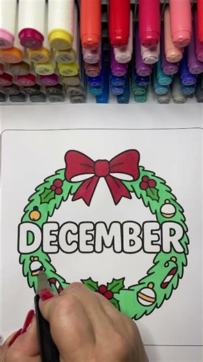 Coloring a December Wreath | Cozy & Relaxing Time Lapse