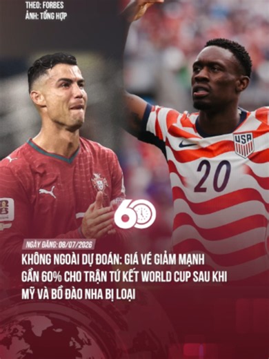 Không ngoài dự đoán: Giá vé giảm mạnh gần 60% cho trận tứ kết World Cup sau khi Mỹ và Bồ Đào Nha bị loại #theanh28 #tintuc #60giay
